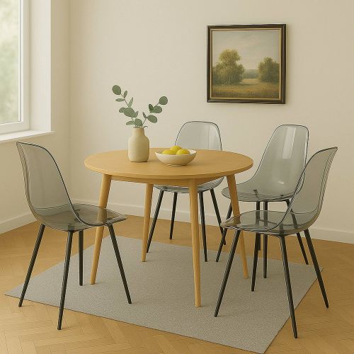 Set di 4 sedie Agate, Poltrona in PET, Sedia da pranzo ergonomica, Seduta per riunioni, 53x46h81 cm, Fumé