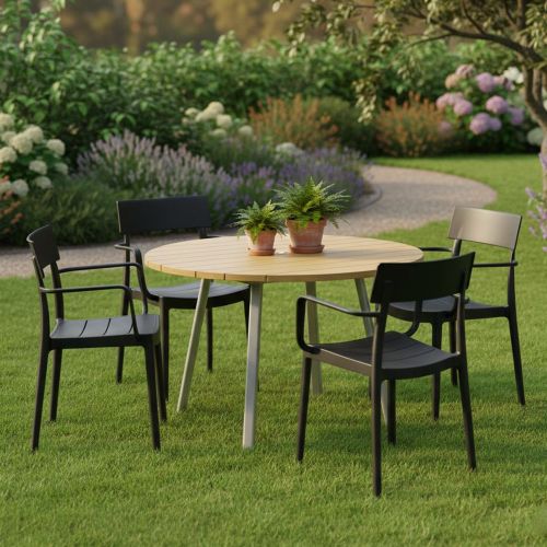 Set di 4 sedie da balcone impilabili antracite - Dompu