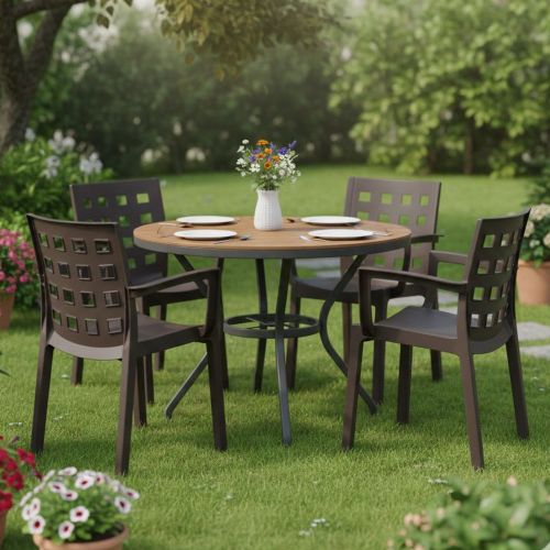 Set di 4 sedie da cortile impilabili antracite - Ambon