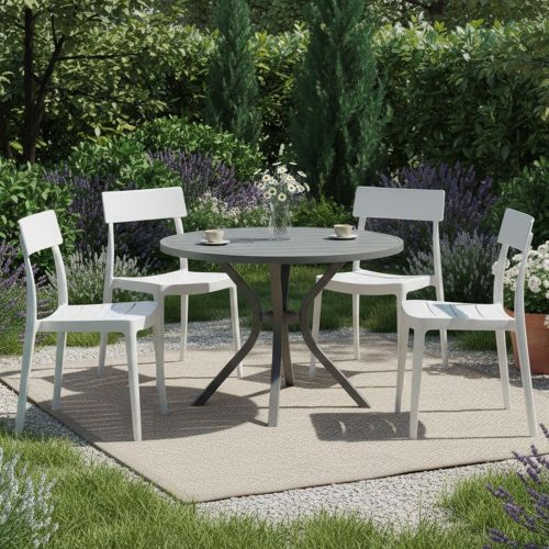 Set di 4 sedie da cortile impilabili bianco - Dumai