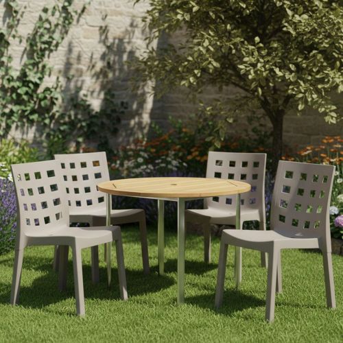 Set di 4 sedie da esterno Bandung, 48x53 h83 cm, Tortora
