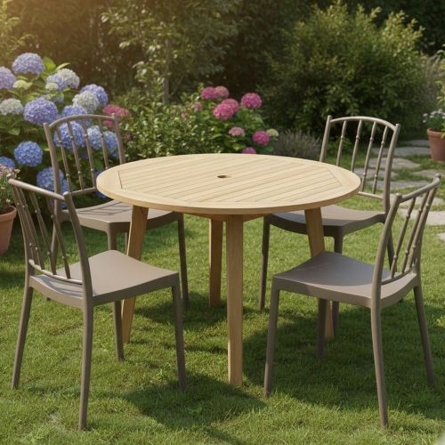 Set di 4 sedie da esterno Batam, 48x51 h85 cm, Tortora