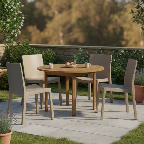 Set di 4 sedie da esterno Binjai, 48x53 h83 cm, Tortora