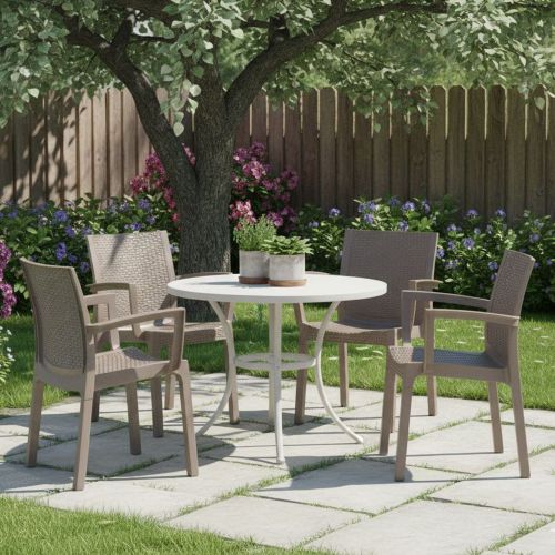 Set di 4 sedie da esterno Blitar, 57x53 h83 cm, Tortora