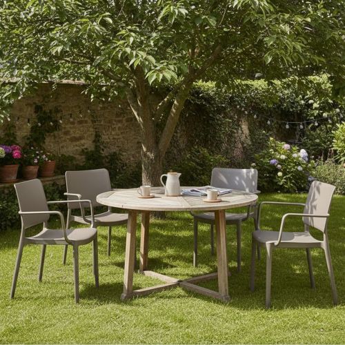 Set di 4 sedie da esterno Bontang, 57x48 h81 cm, Tortora