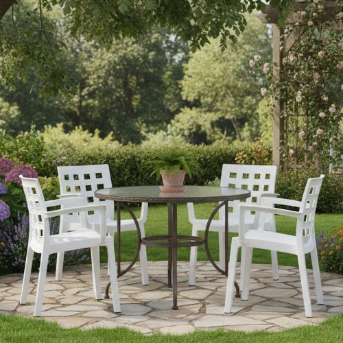 Set di 4 sedie da esterno chic bianco - Ambon