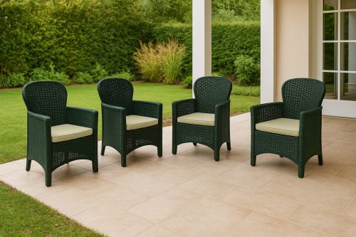 Set di 4 sedie da esterno Como, Seduta da giardino, Per indoor o outdoor, Con braccioli, Made in Italy, 59x57 h86 cm, Antracite