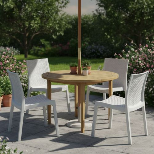 Set di 4 sedie da esterno comode bianco - Bogor
