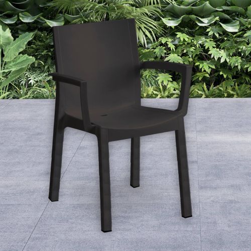 Set di 4 sedie da esterno Dambel, Seggiola da giardino, Seduta outdoor multiuso, Poltrona indoor o outdoor, Made in Italy, 57x53 h83 cm, Antracite