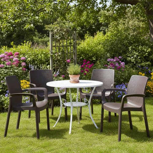 Set di 4 sedie da esterno eleganti impilabili antracite - Anacleto