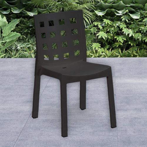 Set di 4 sedie da esterno Flussio, Seggiola da giardino, Seduta outdoor multiuso, Poltrona indoor o outdoor, Made in Italy, 48x53 h83 cm, Antracite