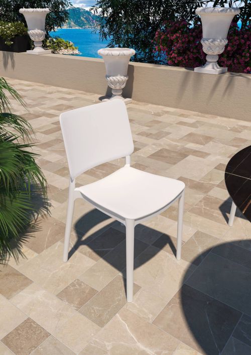 Set di 4 sedie da esterno Fratte, Seggiola da giardino, Seduta outdoor multiuso, Poltrona indoor o outdoor, Made in Italy, 48x48 h81 cm, Bianco