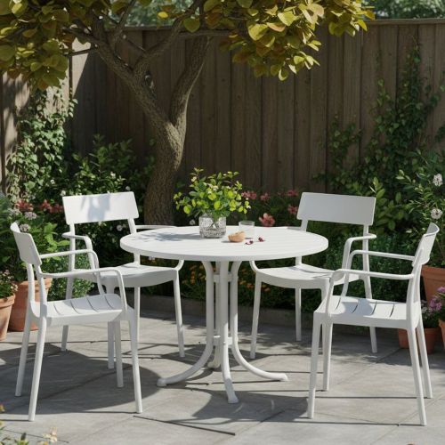 Set di 4 sedie da esterno impilabili bianco - Dompu