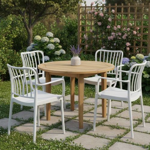 Set di 4 sedie da esterno Jember, 57x50 h82 cm, Bianco