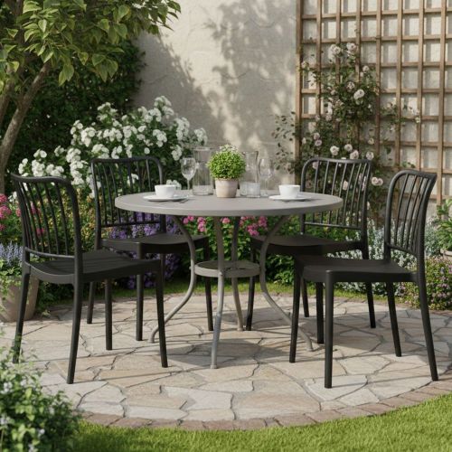 Set di 4 sedie da esterno Kediri, 48x50 h82 cm, Antracite