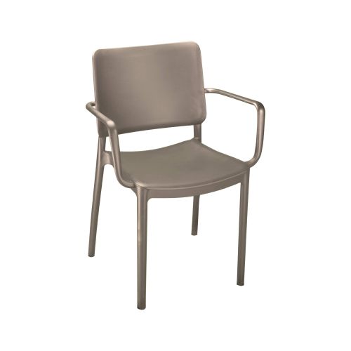 Set di 4 sedie da esterno Lamis, Seggiola da giardino, Seduta outdoor multiuso, Poltrona indoor o outdoor, Made in Italy, 57x48 h81 cm, Tortora