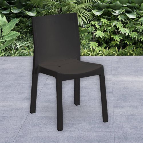 Set di 4 sedie da esterno Longiano, Seggiola da giardino, Seduta outdoor multiuso, Poltrona indoor o outdoor, Made in Italy, 48x53 h83 cm, Antracite