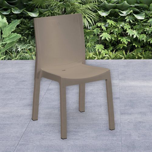 Set di 4 sedie da esterno Longiano, Seggiola da giardino, Seduta outdoor multiuso, Poltrona indoor o outdoor, Made in Italy, 48x53 h83 cm, Tortora