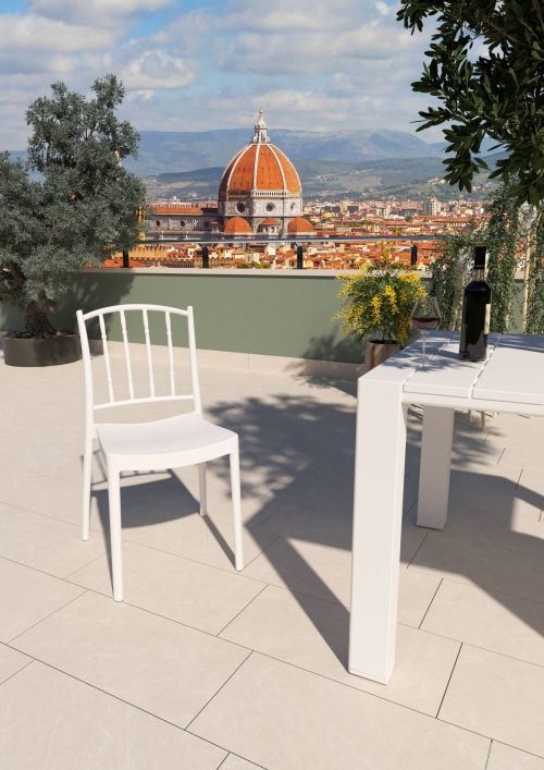 Set di 4 sedie da esterno Maser, Seggiola da giardino, Seduta outdoor multiuso, Poltrona indoor o outdoor, Made in Italy, 48x51 h85 cm, Bianco