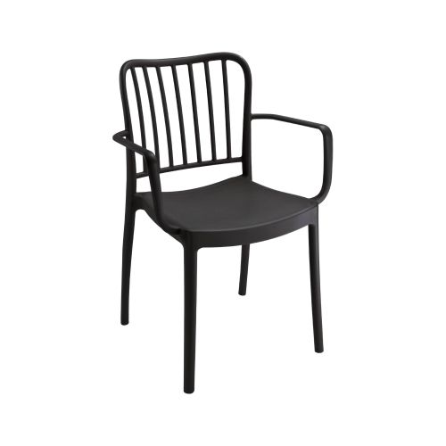 Set di 4 sedie da esterno Merano, Seggiola da giardino, Seduta outdoor multiuso, Poltrona indoor o outdoor, Made in Italy, 57x50 h82 cm, Antracite
