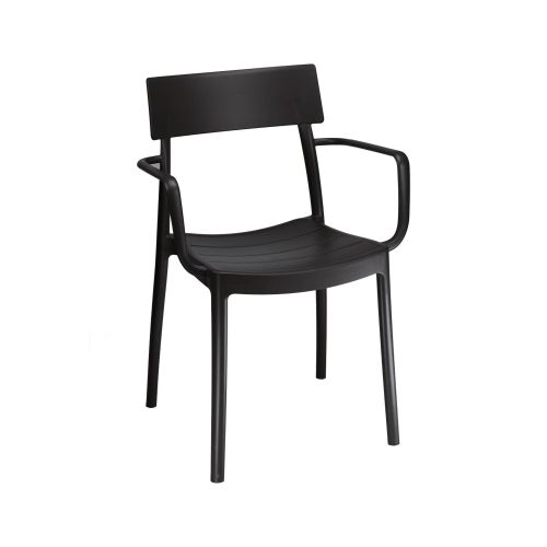 Set di 4 sedie da esterno Minore, Seggiola da giardino, Seduta outdoor multiuso, Poltrona indoor o outdoor, Made in Italy, 57x48 h81 cm, Antracite