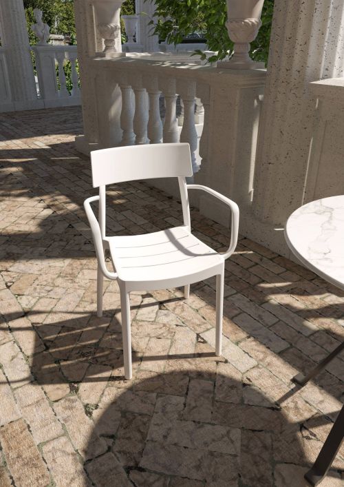 Set di 4 sedie da esterno Minore, Seggiola da giardino, Seduta outdoor multiuso, Poltrona indoor o outdoor, Made in Italy, 57x48 h81 cm, Bianco