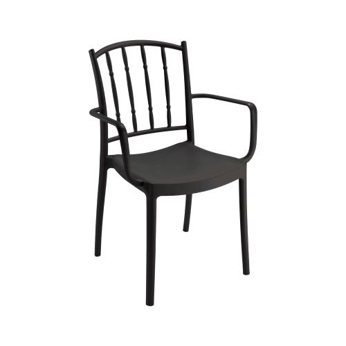 Set di 4 sedie da esterno Minozzo, Seggiola da giardino, Seduta outdoor multiuso, Poltrona indoor o outdoor, Made in Italy, 57x51 h85 cm, Antracite