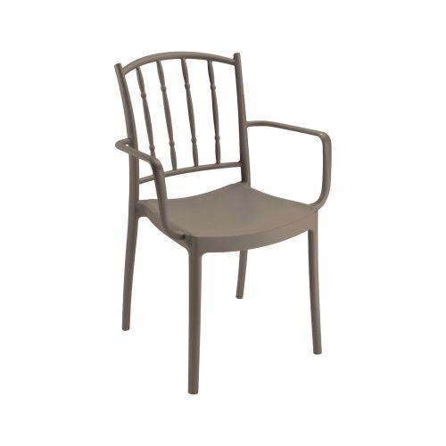 Set di 4 sedie da esterno Minozzo, Seggiola da giardino, Seduta outdoor multiuso, Poltrona indoor o outdoor, Made in Italy, 57x51 h85 cm, Tortora