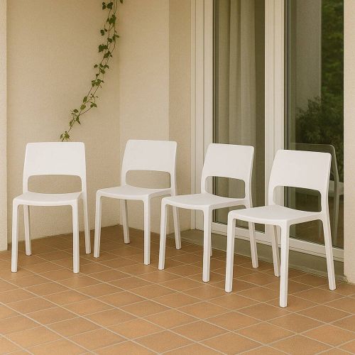 Set di 4 sedie da esterno moderne bianco - Cereseto