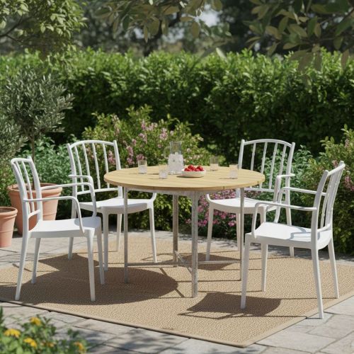 Set di 4 sedie da esterno resistenti bianco - Banyumas