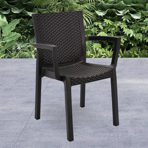 Set di 4 sedie da esterno Savelli, Seggiola da giardino, Seduta outdoor multiuso, Poltrona indoor o outdoor, Made in Italy, 57x53 h83 cm, Antracite