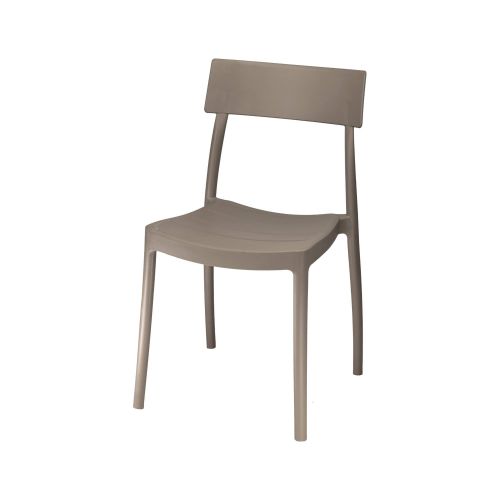 Set di 4 sedie da esterno Teglio, Seggiola da giardino, Seduta outdoor multiuso, Poltrona indoor o outdoor, Made in Italy, 48x48 h81 cm, Tortora