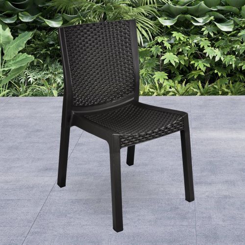 Set di 4 sedie da esterno Todi, Seggiola da giardino, Seduta outdoor multiuso, Poltrona indoor o outdoor, Made in Italy, 48x53 h83 cm, Antracite