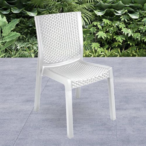 Set di 4 sedie da esterno Todi, Seggiola da giardino, Seduta outdoor multiuso, Poltrona indoor o outdoor, Made in Italy, 48x53 h83 cm, Bianco