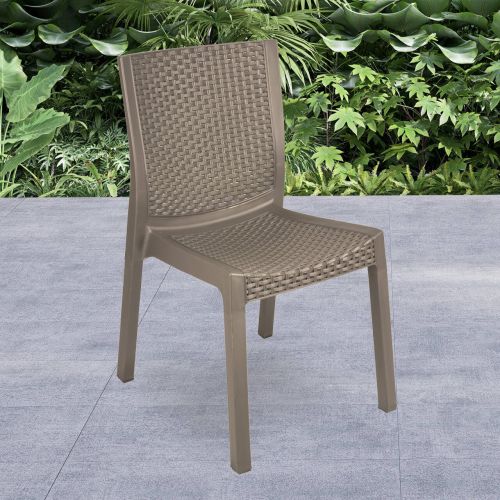 Set di 4 sedie da esterno Todi, Seggiola da giardino, Seduta outdoor multiuso, Poltrona indoor o outdoor, Made in Italy, 48x53 h83 cm, Tortora
