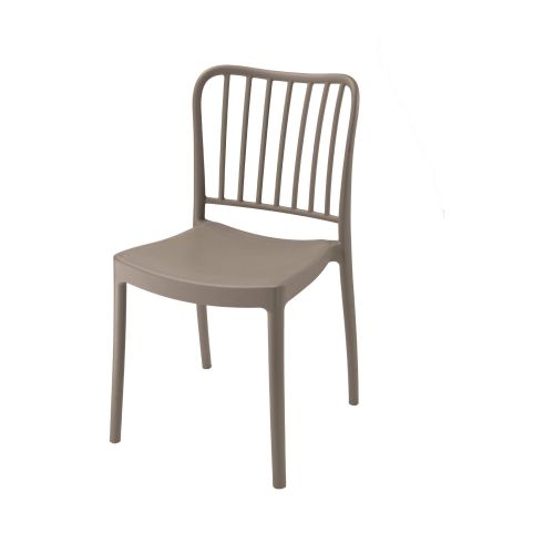 Set di 4 sedie da esterno Toffia, Seggiola da giardino, Seduta outdoor multiuso, Poltrona indoor o outdoor, Made in Italy, 48x50 h82 cm, Tortora