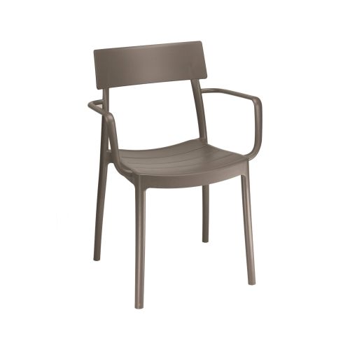 Set di 4 sedie da esterno Valenza, Seggiola da giardino, Seduta outdoor multiuso, Poltrona indoor o outdoor, Made in Italy, 57x48 h81 cm, Tortora