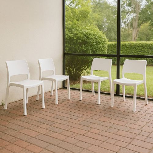 Set di 4 sedie da esterno Zircone, 50x51 h82 cm, Bianco