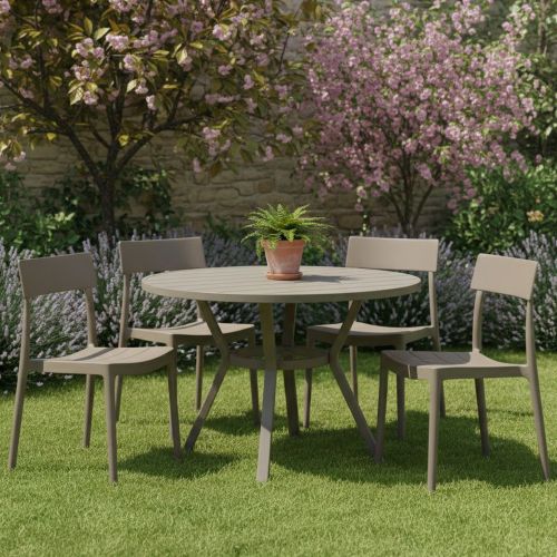 Set di 4 sedie da giardino anti raggi solari tortora - Dumai