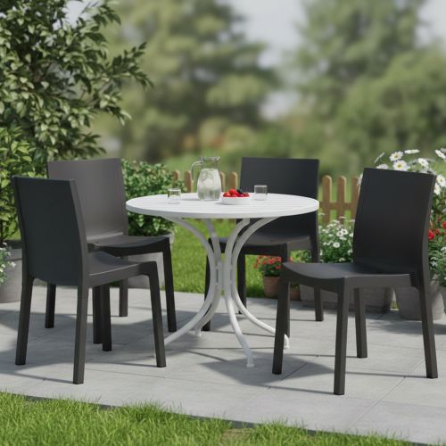 Set di 4 sedie da giardino durevoli antracite - Binjai
