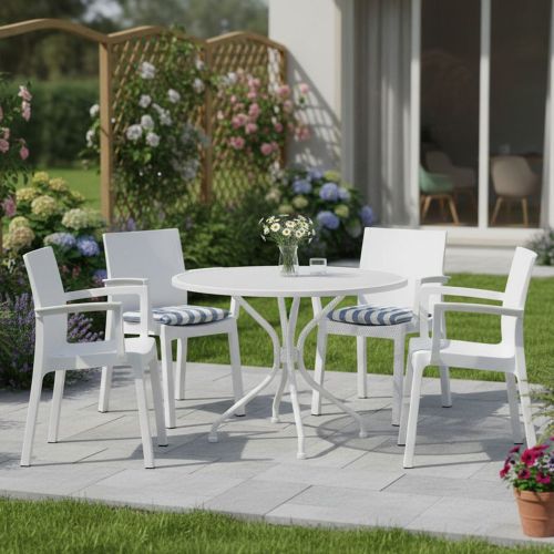 Set di 4 sedie da giardino durevoli bianco - Bima