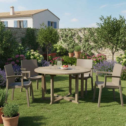 Set di 4 sedie da giardino durevoli tortora - Bima