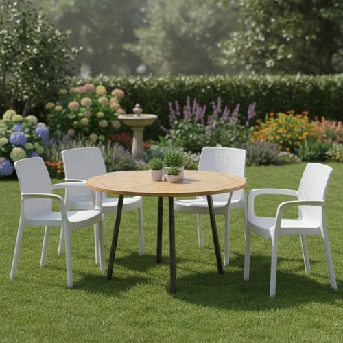 Set di 4 sedie da giardino eleganti impilabili bianco - Anacleto