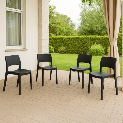 Set di 4 sedie da giardino impilabili antracite - Zircone