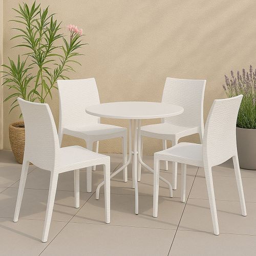 Set di 4 sedie da giardino impilabili bianco - Ormea