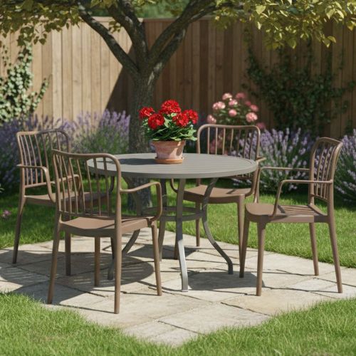 Set di 4 sedie da giardino impilabili tortora - Jember