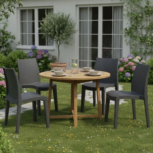Set di 4 sedie da giardino moderne impilabili antracite - Ares