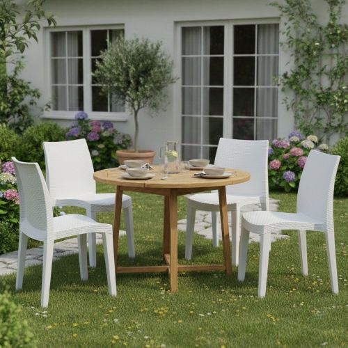Set di 4 sedie da giardino moderne impilabili bianco - Ares