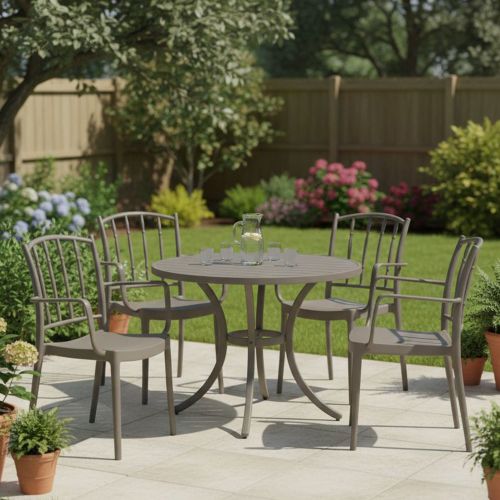 Set di 4 sedie da giardino moderne tortora - Banyumas