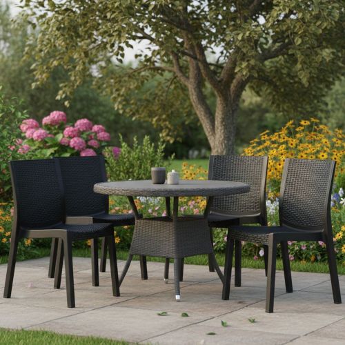 Set di 4 sedie da terrazza impilabili antracite - Bogor